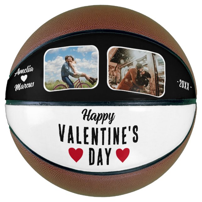 Happy Valentine's Day Red Hearts 2 Fotos Basketball (Vorderseite)
