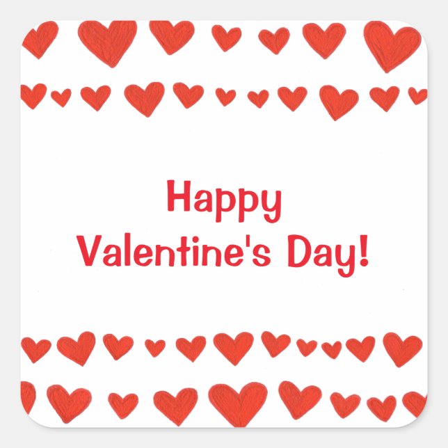 Happy Valentines Day Red Hearts Border Stickers (Vorderseite)