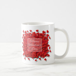 Happy Valentine's Day Red Hearts Coffee Cup Tasse