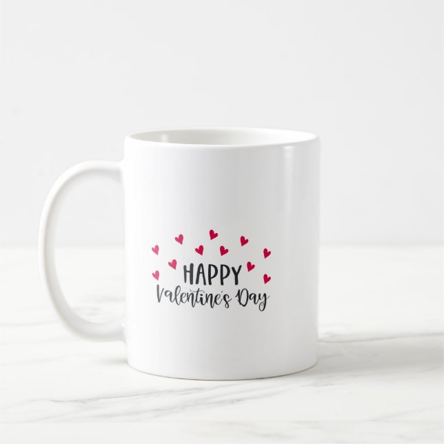 Happy Valentine's Day Red Hearts Kaffeetasse (Links)
