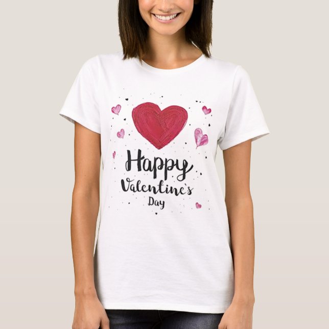 Happy Valentine's Day Red Hearts Liebe Adorable T-Shirt (Vorderseite)