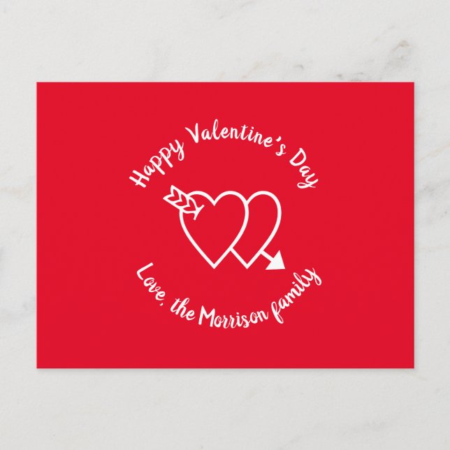 Happy Valentine's Day Red Herzen benutzerdefiniert Postkarte (Vorderseite)