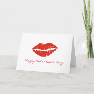 Happy Valentine's Day Red Lipstick Lips Kiss Print Feiertagskarte