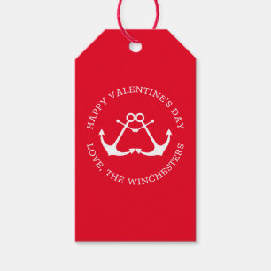 Happy Valentine's Day Red nautical anchors custom Geschenkanhänger