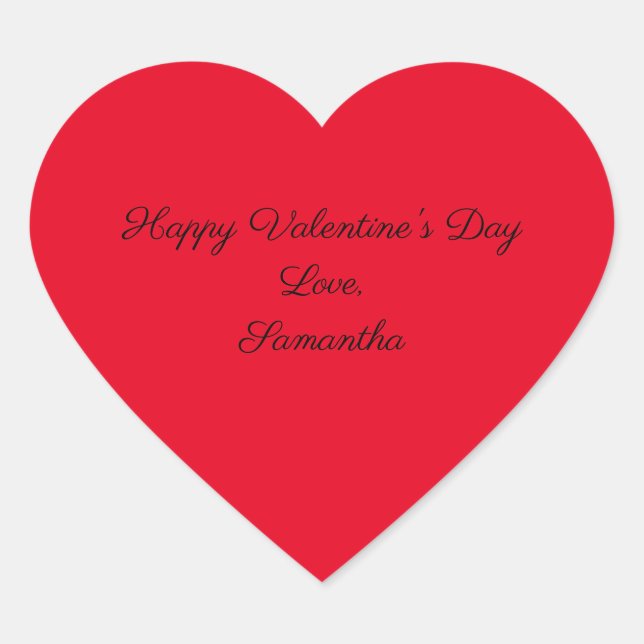 Happy Valentine's Day Red Personalize Herz-Aufkleber (Vorderseite)