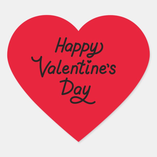 Happy Valentine's Day Red Personalize Herz Herz-Aufkleber (Vorderseite)