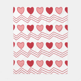 Happy Valentines Day Red Pink Hearts Muster Fleecedecke