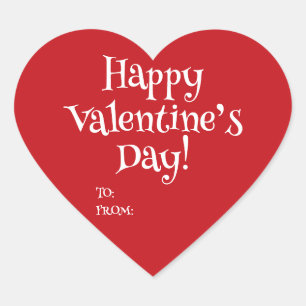 Happy Valentine's Day red to from blank niedlich Herz-Aufkleber