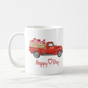 Happy Valentines Day Red Truck Herz Kaffeetasse