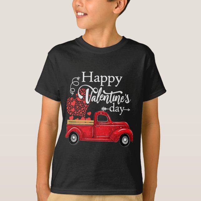 Happy Valentine's Day Red Truck Lieferwagen Red Ka T-Shirt (Vorderseite)