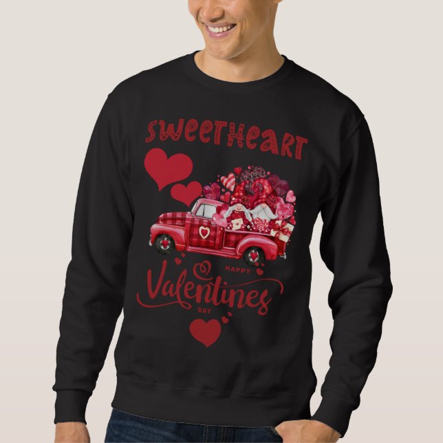 Happy Valentine's Day Red Truck mit Buchstaben Pos Sweatshirt (Vorderseite)