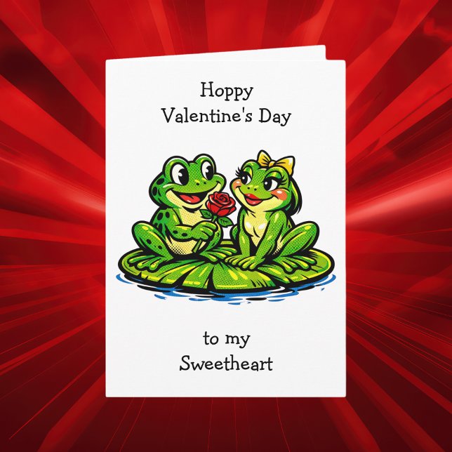 Happy Valentine's Day | Retro Frogs Karte (Von Creator hochgeladen)
