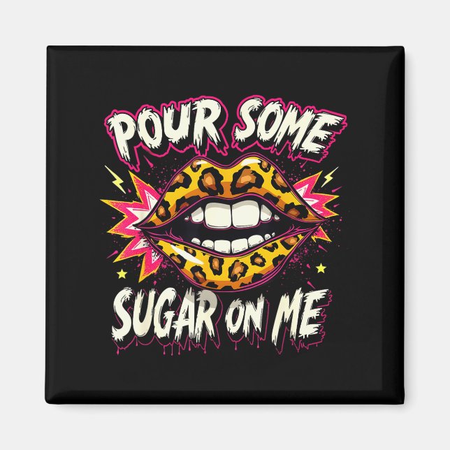 Happy Valentine's Day Retro Leopard Lips Ur Some S Magnet (Vorne)