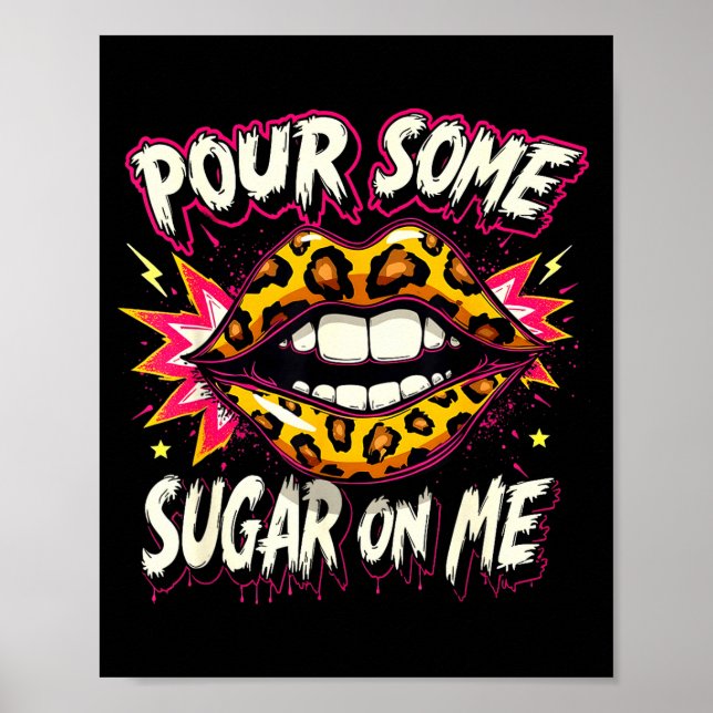 Happy Valentine's Day Retro Leopard Lips Ur Some S Poster (Vorne)