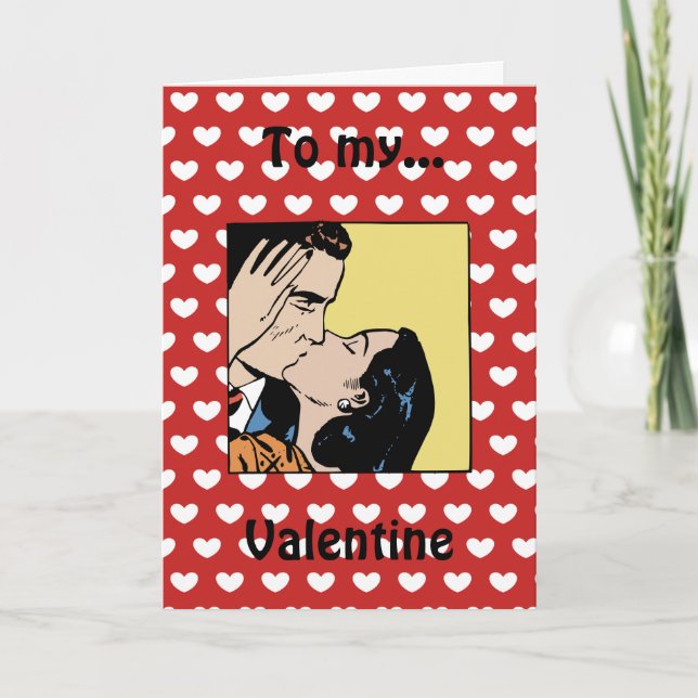 Happy Valentine's Day Retro Lover's Karte (Vorderseite)
