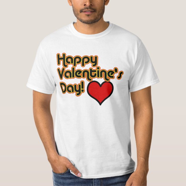 Happy Valentine's Day Retro Style T - Shirt (Vorderseite)