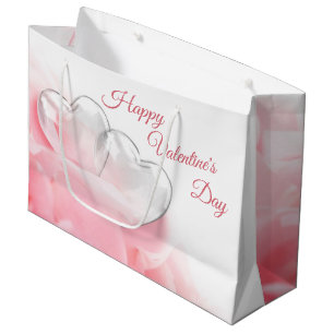 Happy Valentine's Day Romantic Glass Hearts Große Geschenktüte