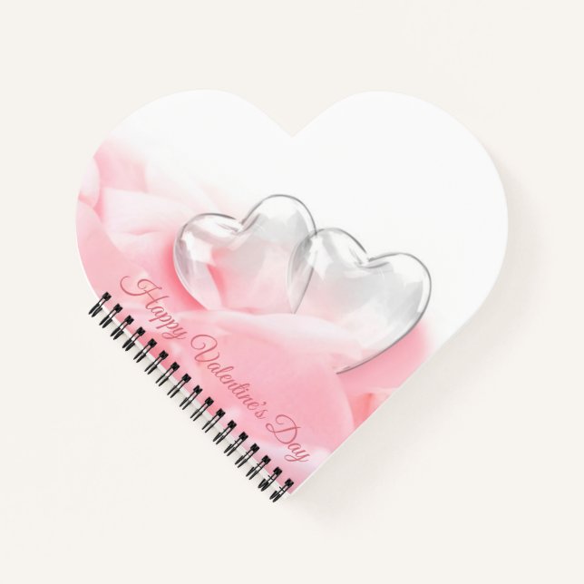 Happy Valentine's Day Romantic Glass Hearts Notizbuch (Vorderseite)