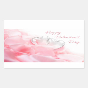 Happy Valentine's Day Romantic Glass Hearts Rechteckiger Aufkleber