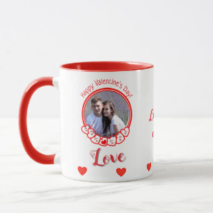 Happy Valentine's Day Romantic Red Hearts Foto Tasse
