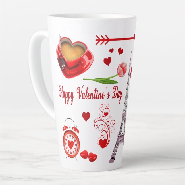 Happy Valentine's Day Romantisches Geschenk für Pa Milchtasse (Linke Ecke)