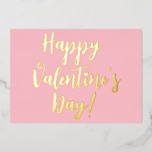 Happy Valentine's Day rosa moderne Drehbuchschrift Folien Feiertagskarte