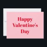 Happy Valentine's Day rosa moderne Typografie Karte<br><div class="desc">Glücklicher Valentinstag, Rot und Rosa Valentinstag niedlich moderne Typografie Valentinstag Card. Vollständig anpassbarer roter Text auf solidem rosa Hintergrund, sodass Sie ihn individuell gestalten können.</div>