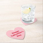 Happy Valentine's Day rosa moderne Typografie Untersetzer<br><div class="desc">Happy Valentine's Tag rosa moderne Typografie Party Herz Papier Untersetzer. Erhältlich in verschiedenen Formen und Stilen. Vollständig anpassbarer roter Text auf rosa,  solidem Hintergrund. Man kann es personalisieren und stattdessen den Happy Galentine's Day schreiben.</div>