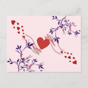 Happy Valentine's Day-rosa Postkarte