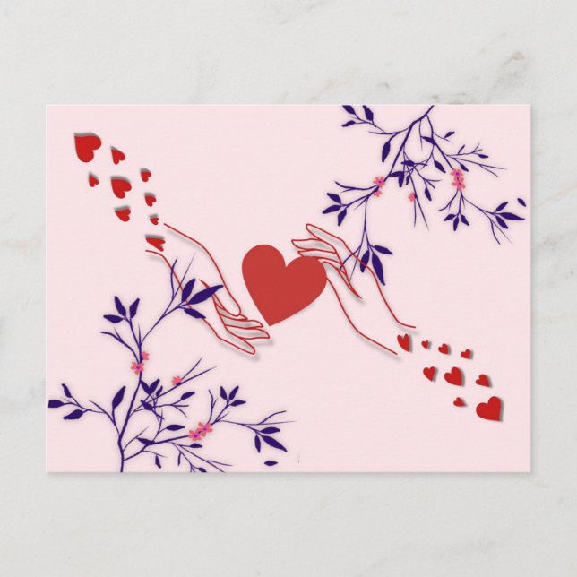Happy Valentine's Day-rosa Postkarte (Vorderseite)