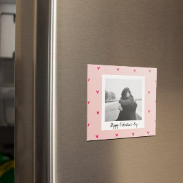 Happy Valentine's Day | Rosa und rotes Herz | Gesc Magnet