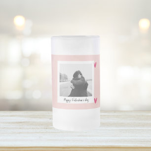 Happy Valentine's Day   Rosa und rotes Herz   Gesc Mattglas Bierglas