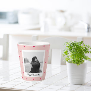 Happy Valentine's Day   Rosa und rotes Herz   Gesc Milchtasse