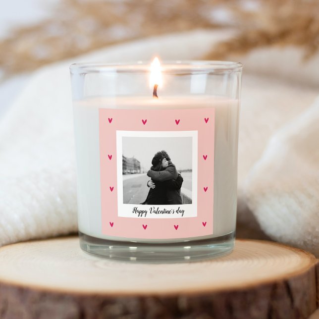 Happy Valentine's Day | Rosa und rotes Herz | Gesc Quadratischer Aufkleber (Von Creator hochgeladen)