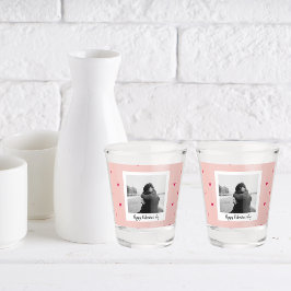 Happy Valentine's Day | Rosa und rotes Herz | Gesc Schnapsglas