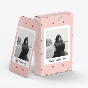 Happy Valentine's Day Rosa und rotes Herz Gesc Spielkarten