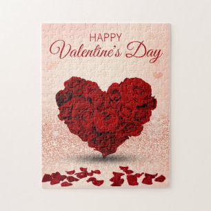 Happy Valentine's Day Rose Bouquet Herz Puzzle