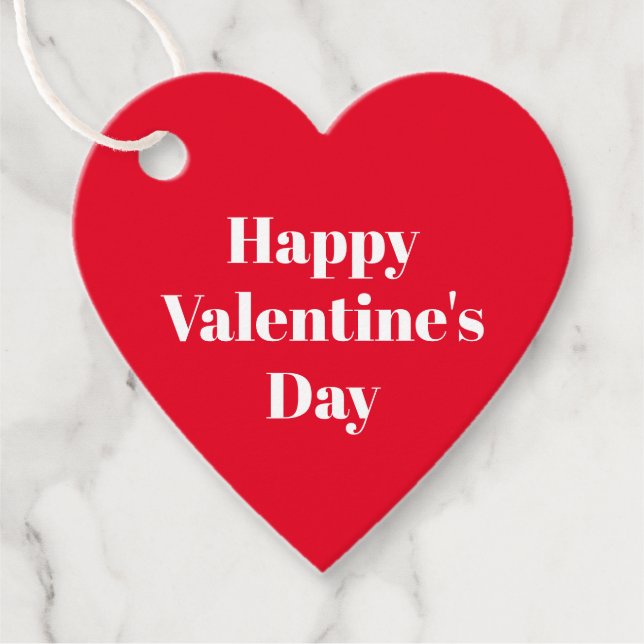 Happy Valentine's Day rot weißen minimalistischen  Geschenkanhänger (Vorderseite)