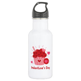 Happy Valentine's Day - Rote Herzen Niedliche Bild Edelstahlflasche