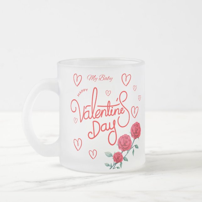 Happy Valentines Day Rote Rose Tasse (Links)