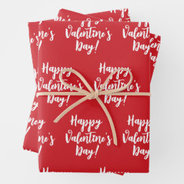 Happy Valentine's Day roten modernen Drehbuchtypog Geschenkpapier Set