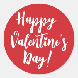Happy Valentine's Day roten modernen Drehbuchtypog Runder Aufkleber
