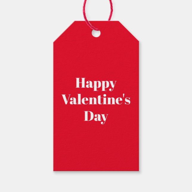 Happy Valentine's Day roter weißer Zoll Text moder Geschenkanhänger (Vorderseite)