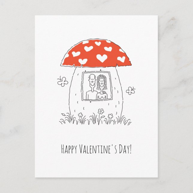 Happy Valentine's Day Rotes Herz Pilz Liebhaber Postkarte (Vorderseite)