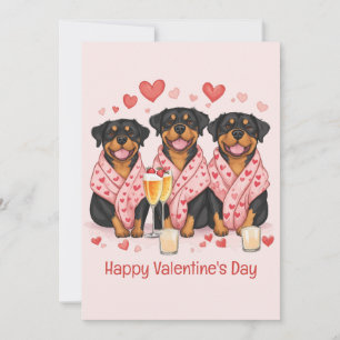 Happy Valentines Day Rottweiler Hunde Feiertagskarte