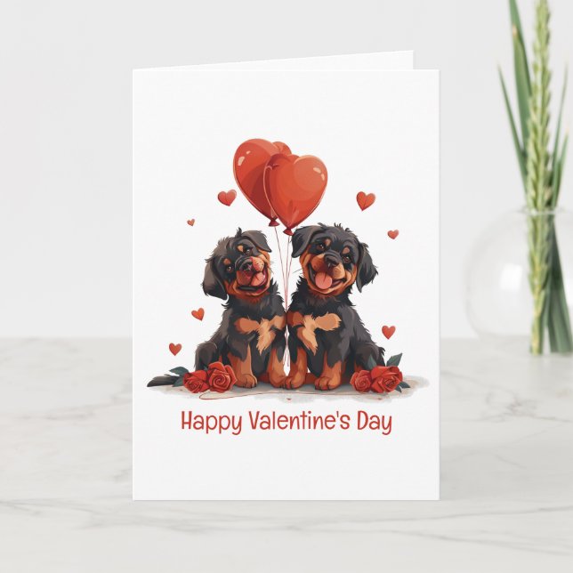 Happy Valentines Day Rottweiler Hunde Feiertagskarte (Vorderseite)