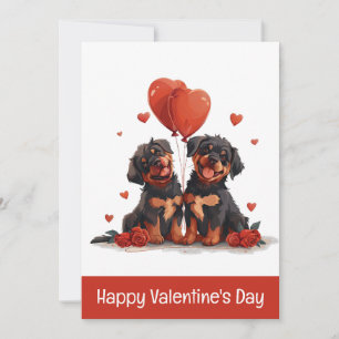 Happy Valentines Day Rottweiler Hunde Feiertagskarte
