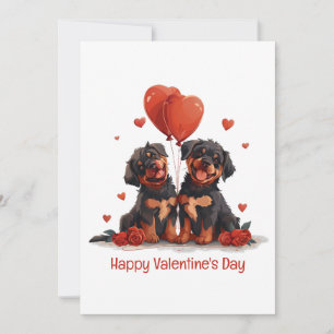 Happy Valentines Day Rottweiler Hunde Feiertagskarte