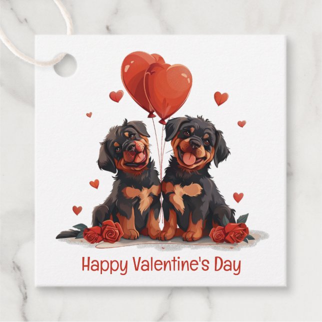 Happy Valentines Day Rottweiler Hunde Geschenkanhänger (Vorderseite)