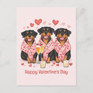 Happy Valentines Day Rottweiler Hunde Postkarte